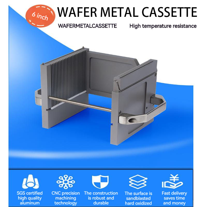 6-tums wafer-kassettbearbetning Anpassad högtemperaturbakning wafer Metallkassett Halvledare Wafer-lagringsram